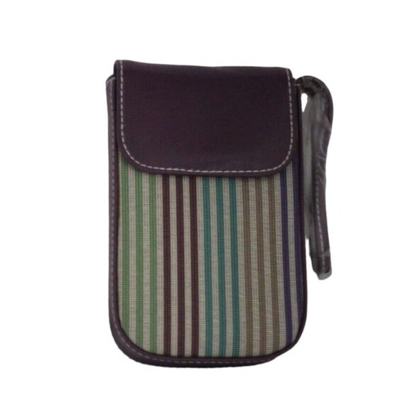 Womens Tote Canvas Large Handbag Purple Striped Fashion Bag With Wristlet NWOT - Picture 6 of 9